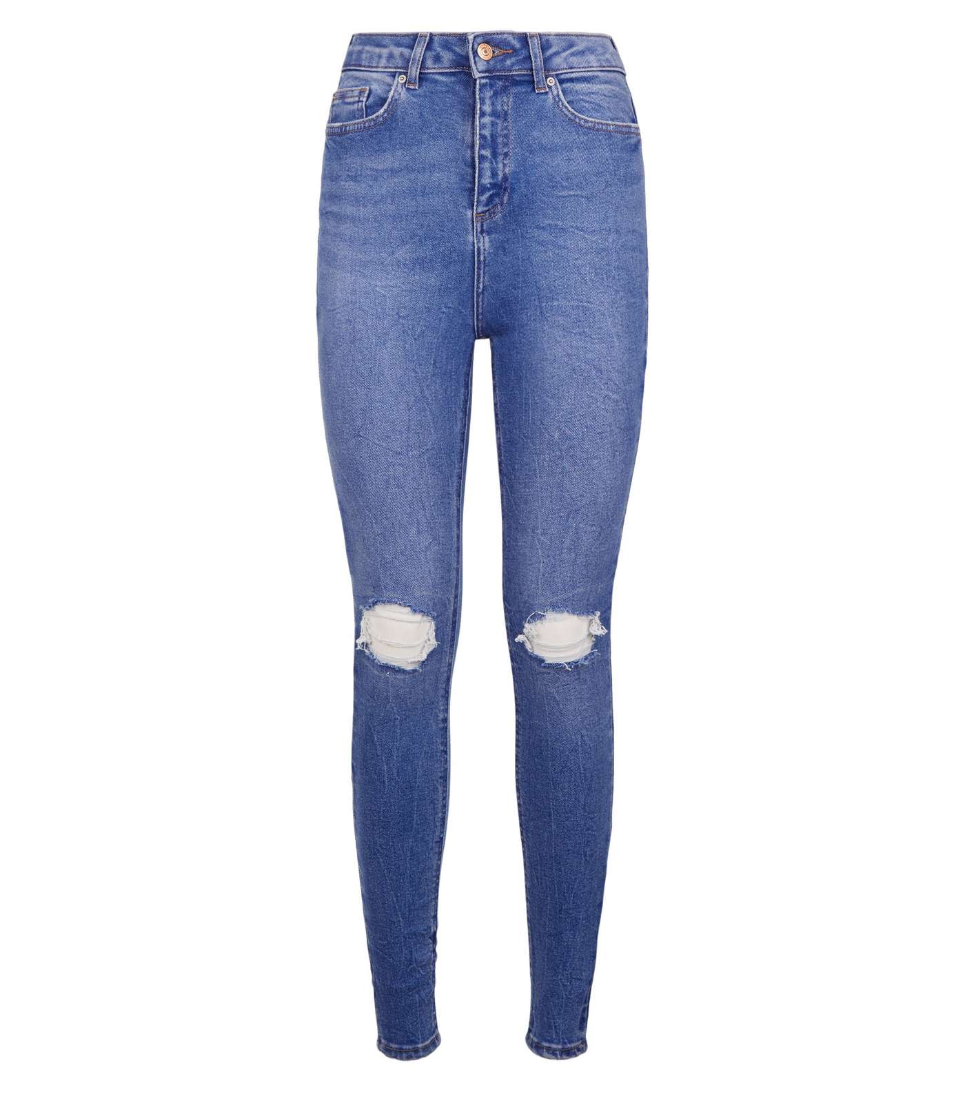 Blue Ripped High Waist Hallie Super Skinny Jeans Image 4