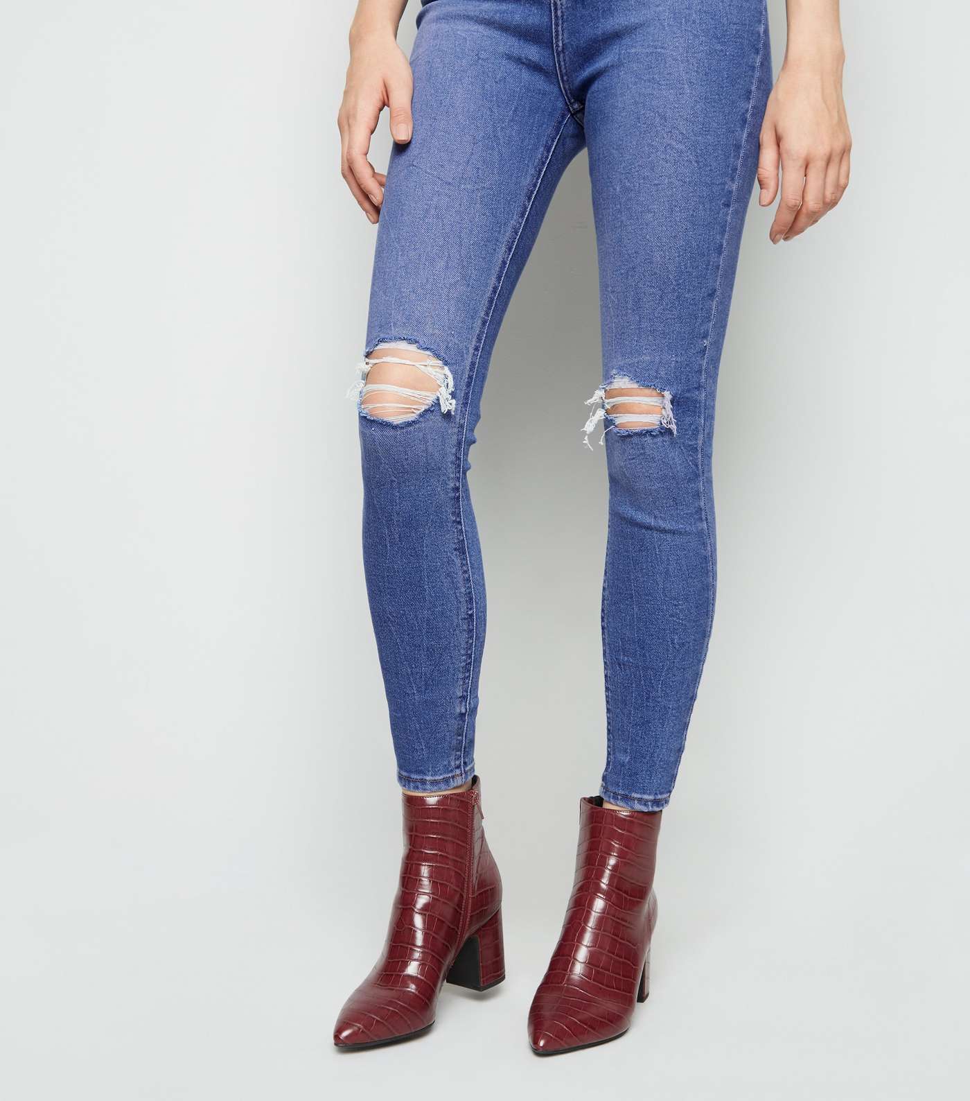 Blue Ripped High Waist Hallie Super Skinny Jeans Image 6