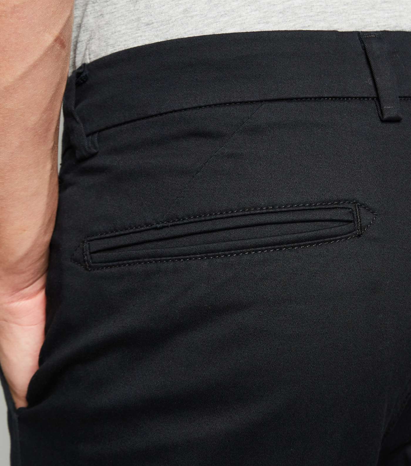 Black Skinny Stretch Chino Trousers Image 3