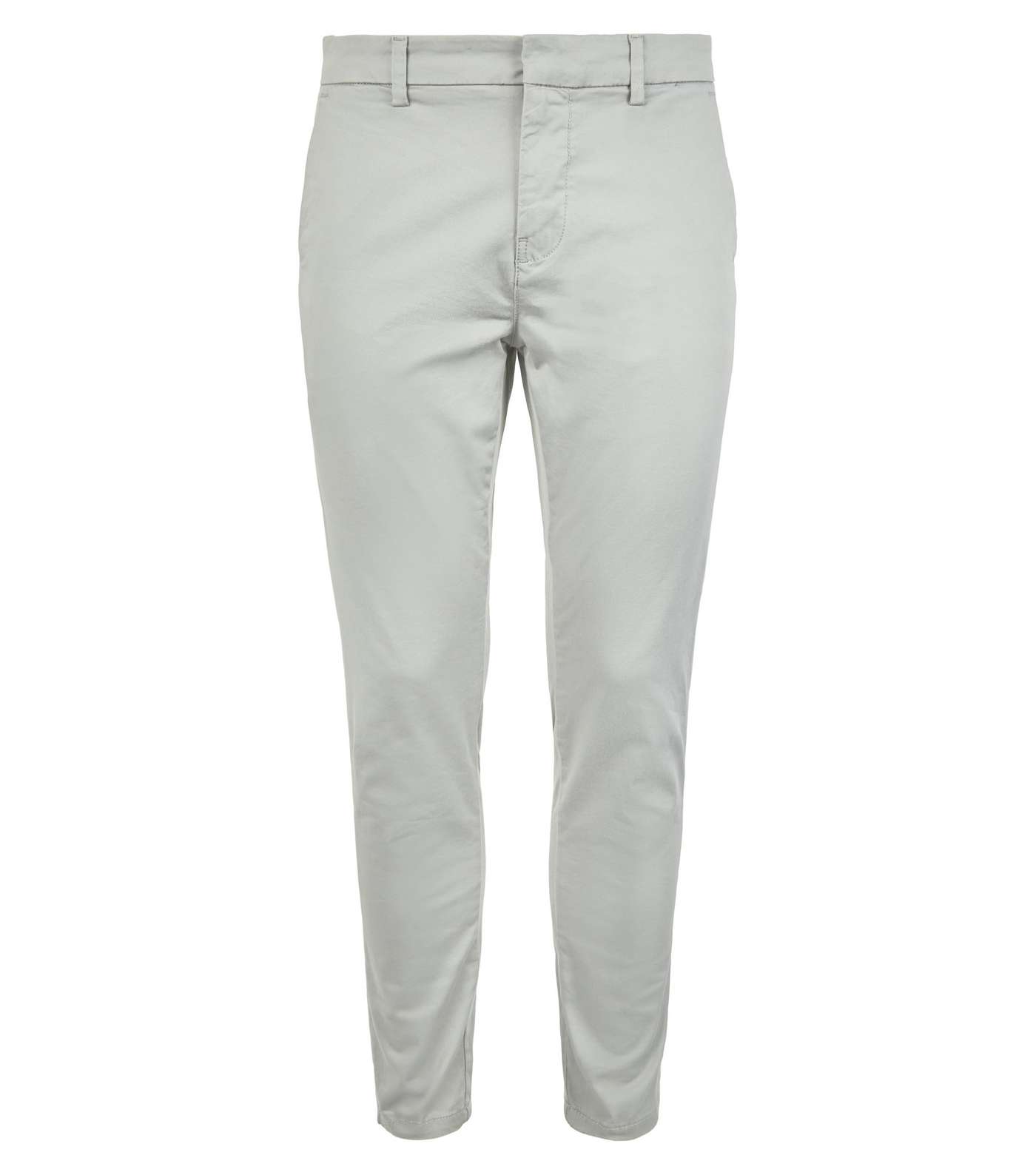 Pale Grey Skinny Stretch Chino Trousers Image 4