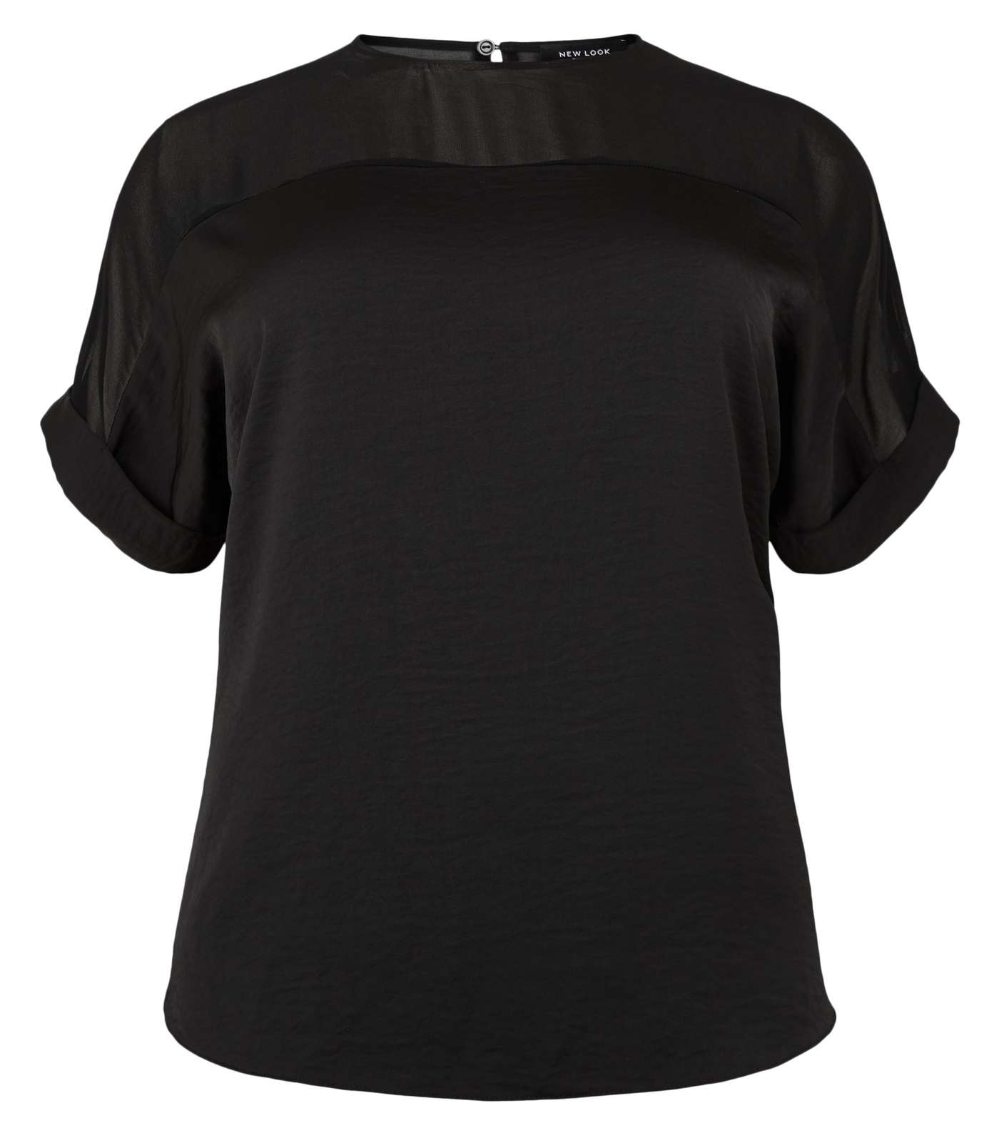 Curves Black Mesh Panel T-Shirt Image 4
