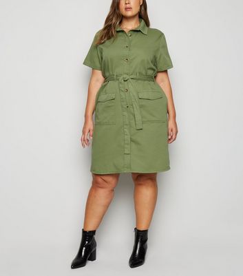 khaki utility shirt dress