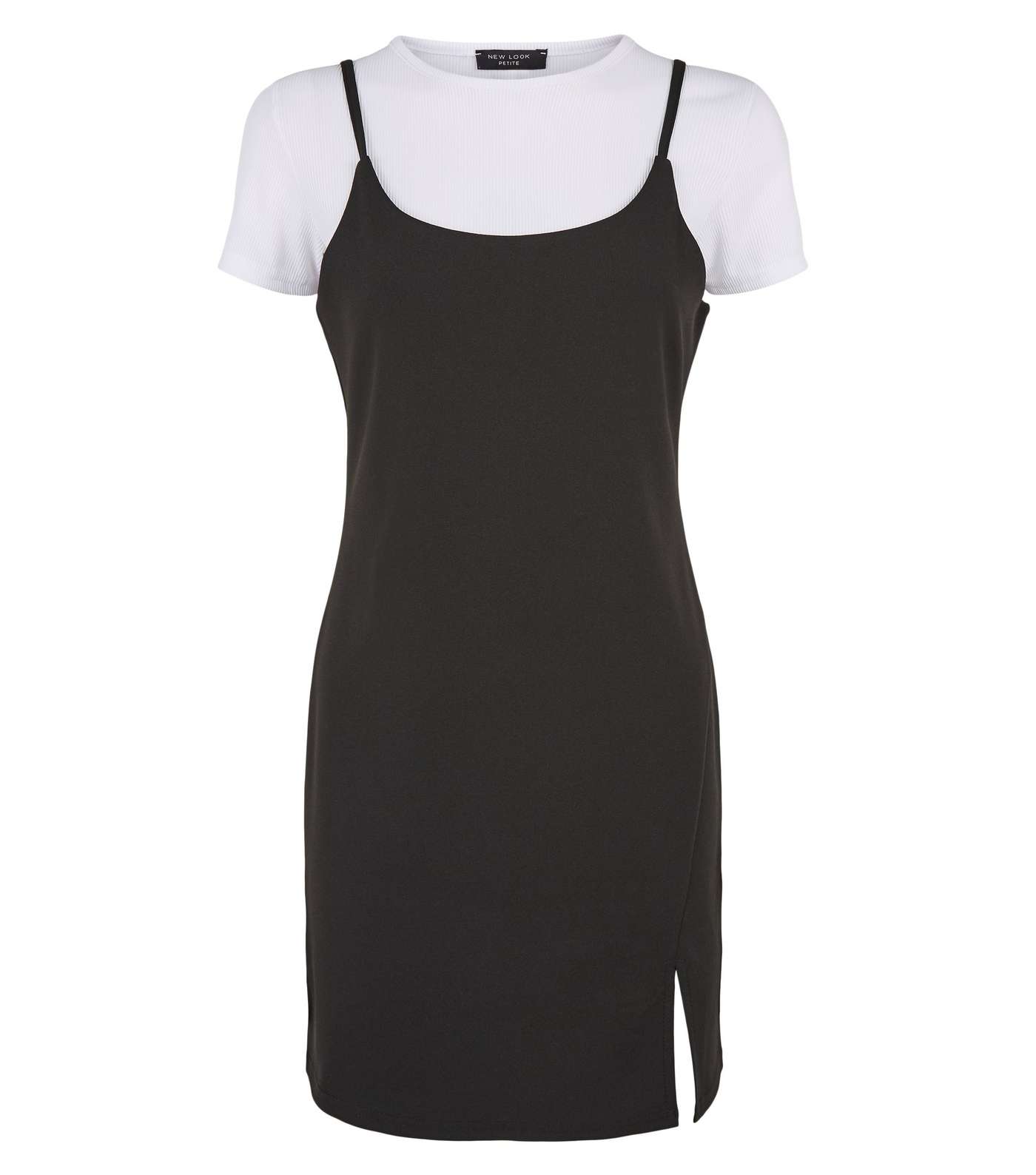 Petite Black 2 in 1 Slip Dress Image 4