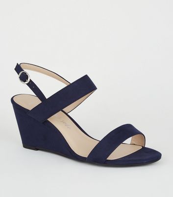 new look blue wedges