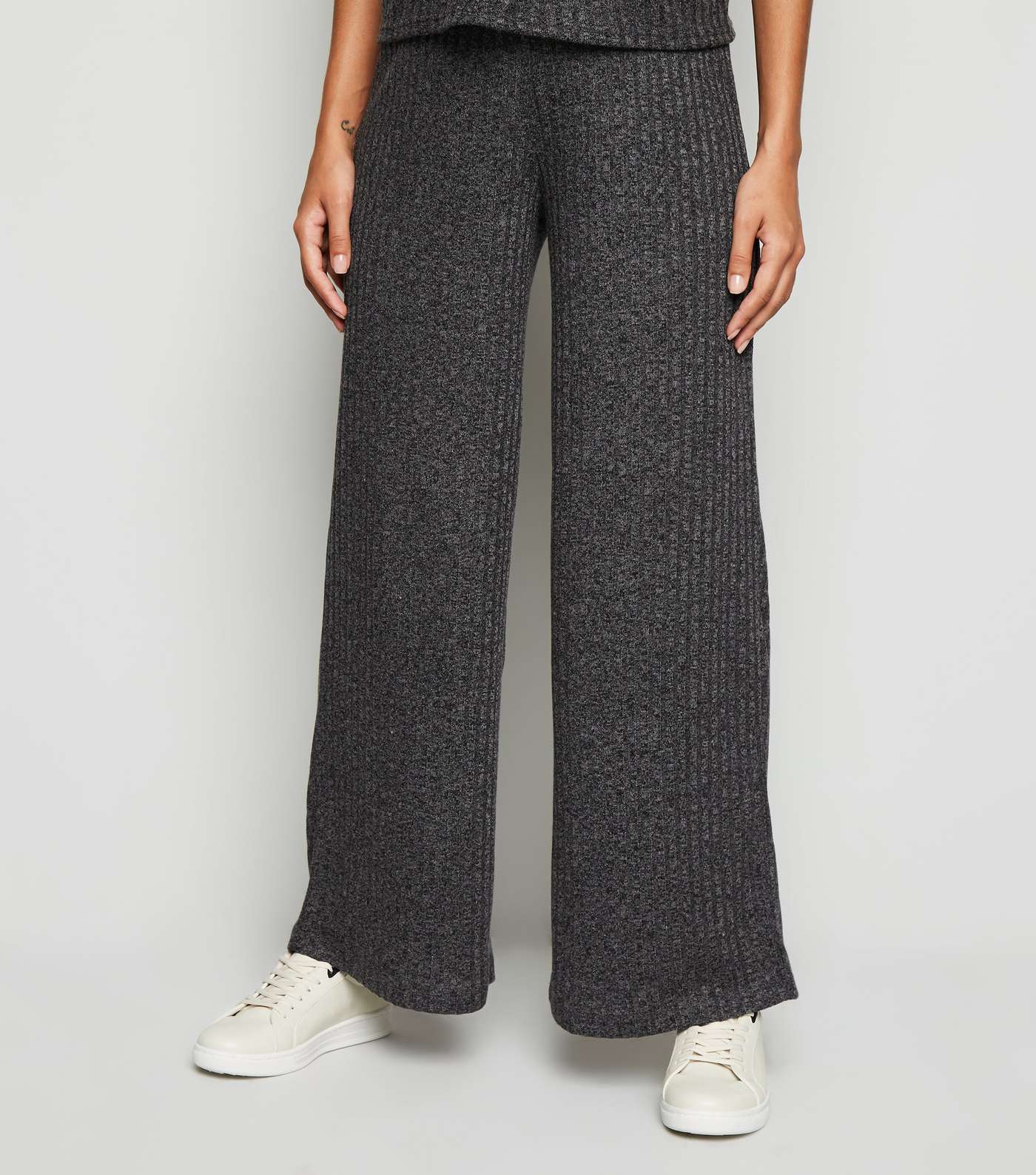 Maternity Grey Ribbed Knit Trousers Image 2