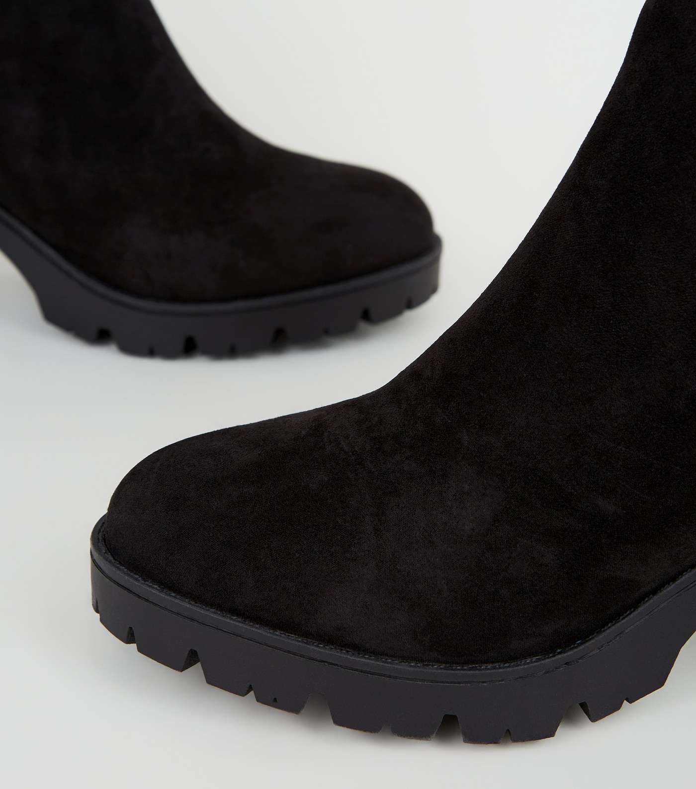 Black Faux Croc Panel Chunky Chelsea Boots Image 4