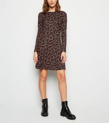 black ditsy floral dress