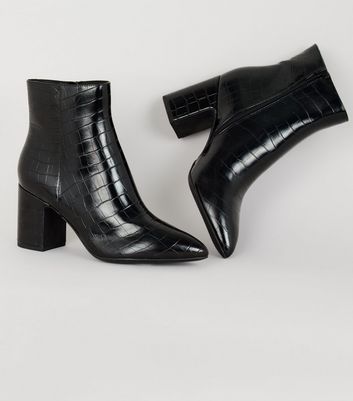 faux croc ankle boots