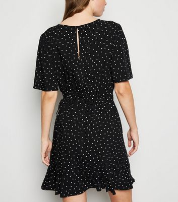 black spot wrap dress