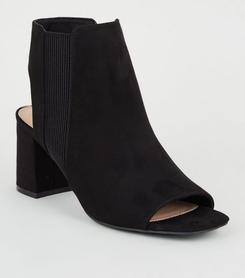 Black Suedette Chelsea Block Heels