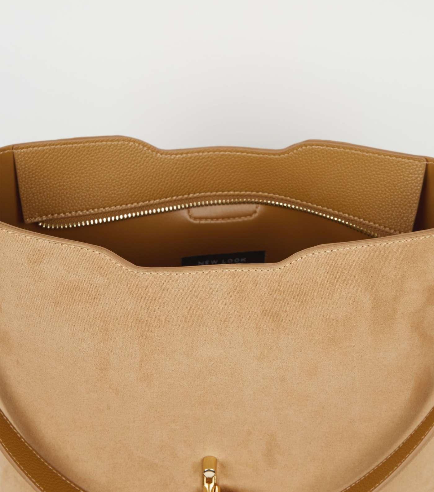 Camel Leather-Look Side Stud Tote Bag Image 4