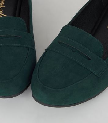 dark green loafers womens