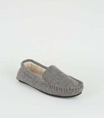 mens gray moccasin slippers