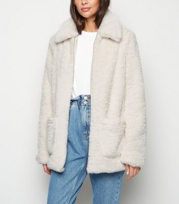 new look white teddy jacket