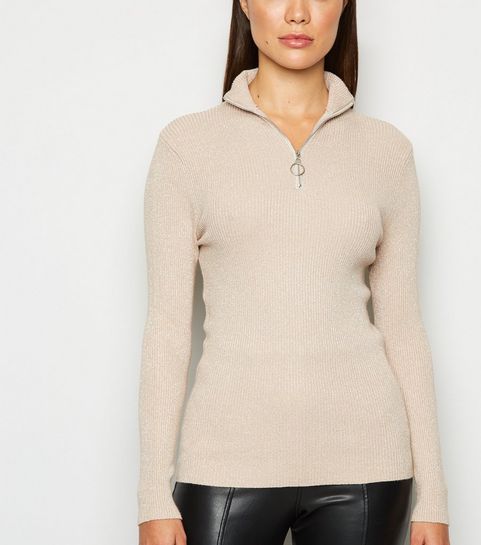 Pink Vanilla Stone Metallic Zip Jumper