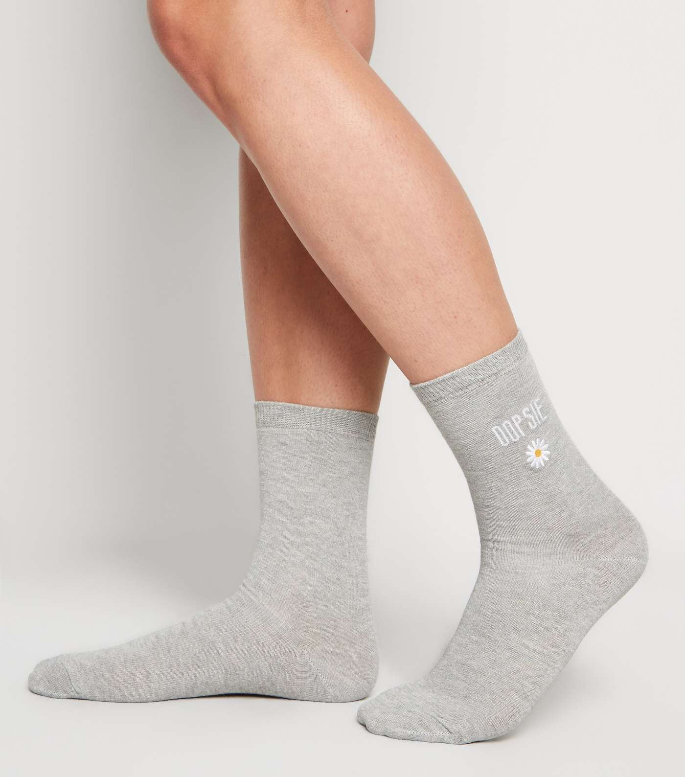 Grey Oopsie Daisy Slogan Socks Image 2