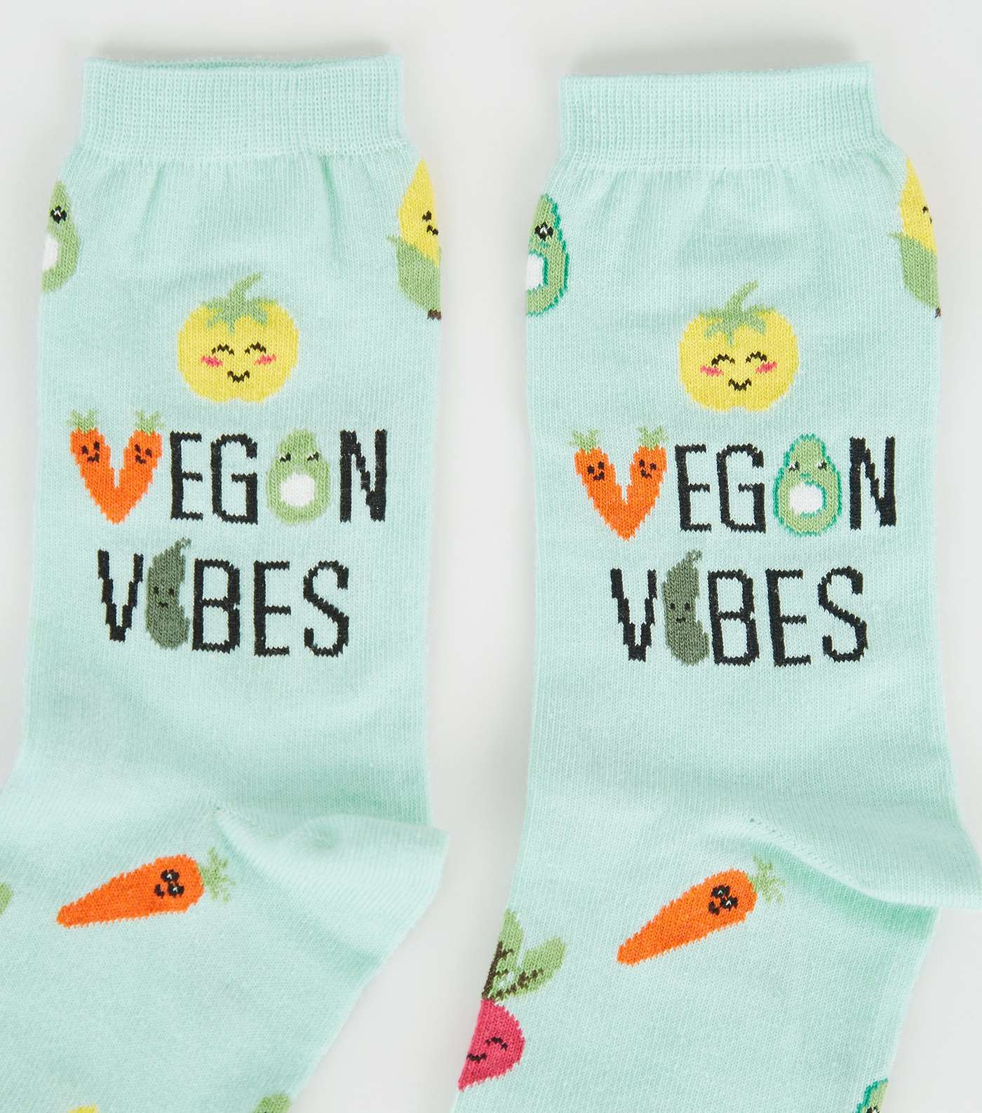 Mint Green Vegan Vibes Slogan Socks Image 3