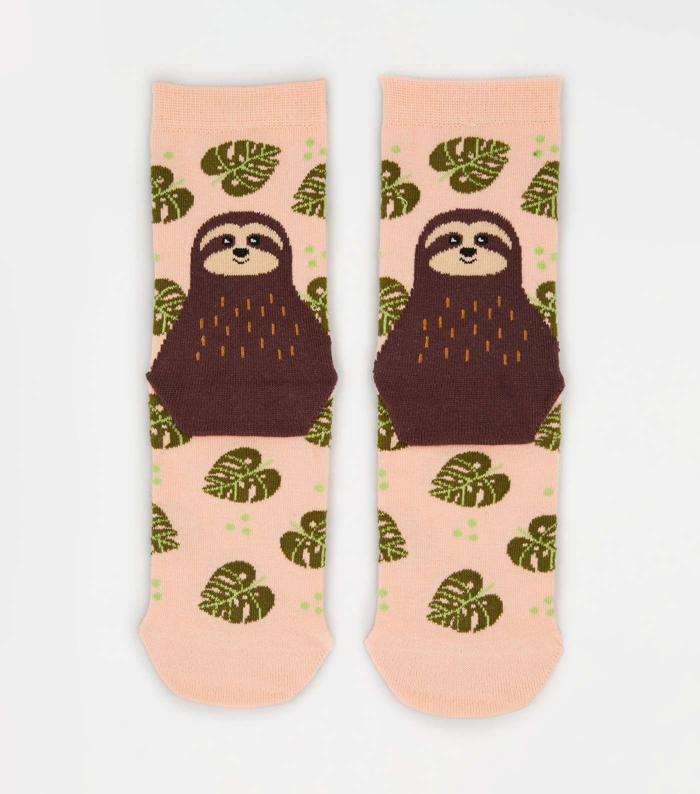 Coral Sloth Leaf Socks
