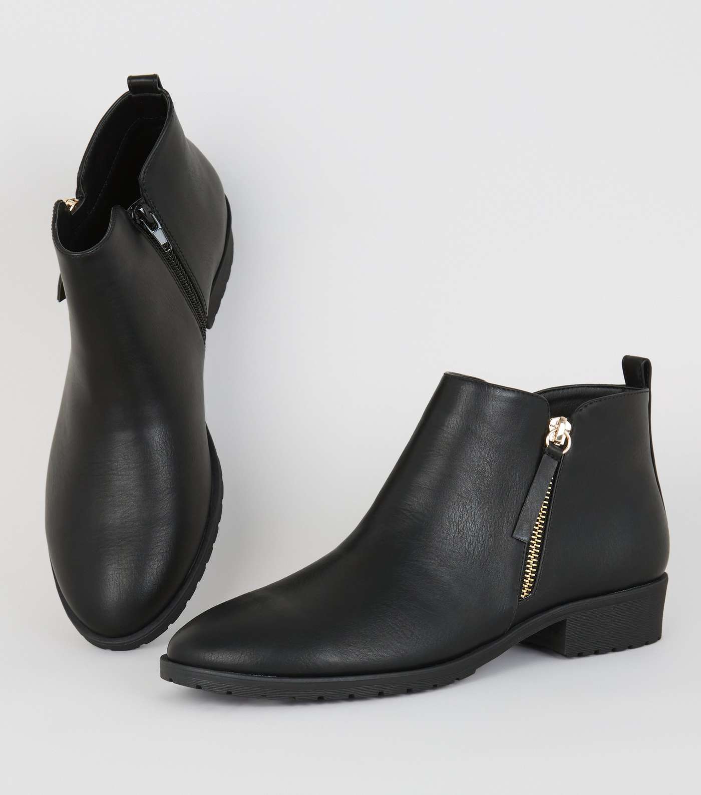 Black Leather-Look Zip Side Chelsea Boots Image 3