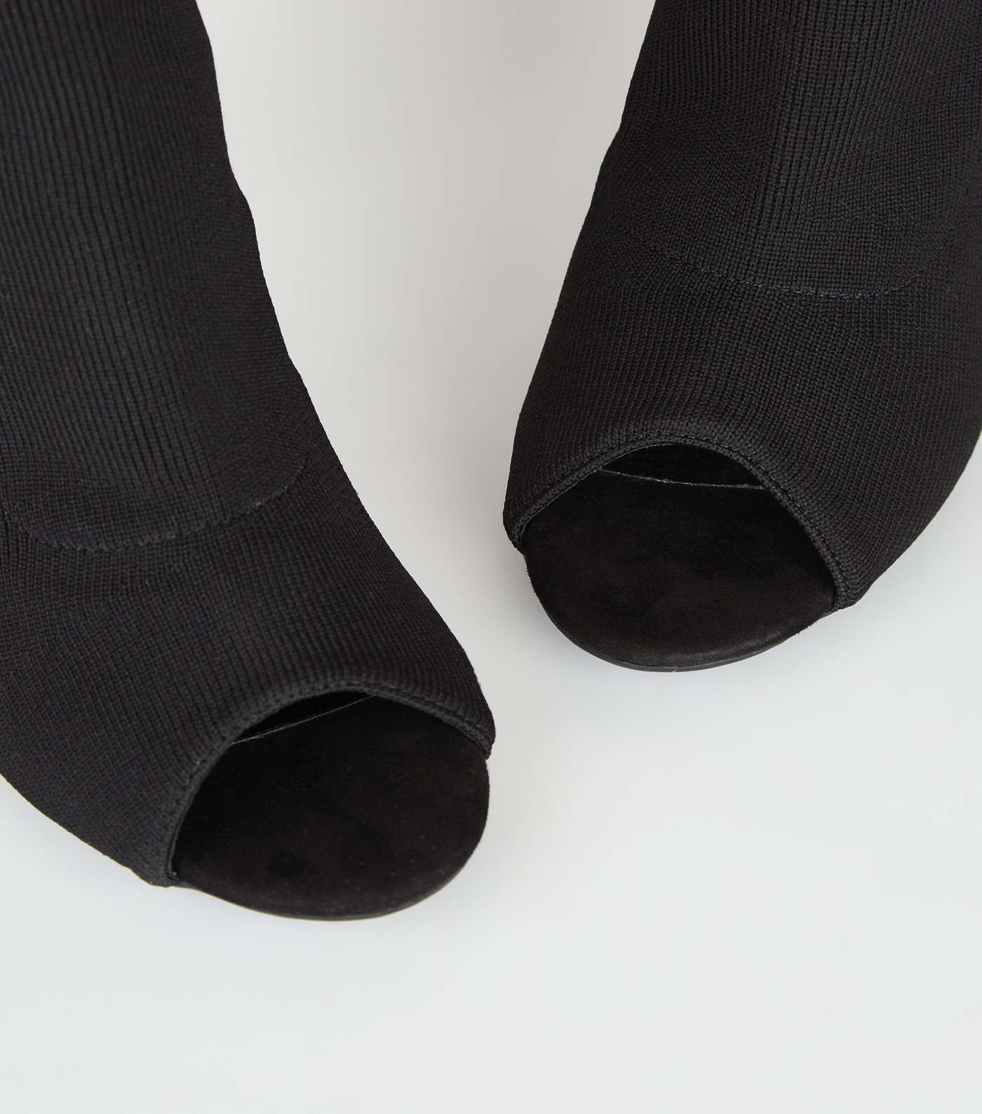 Black Stretch Sock Stiletto Peep Toes Image 3