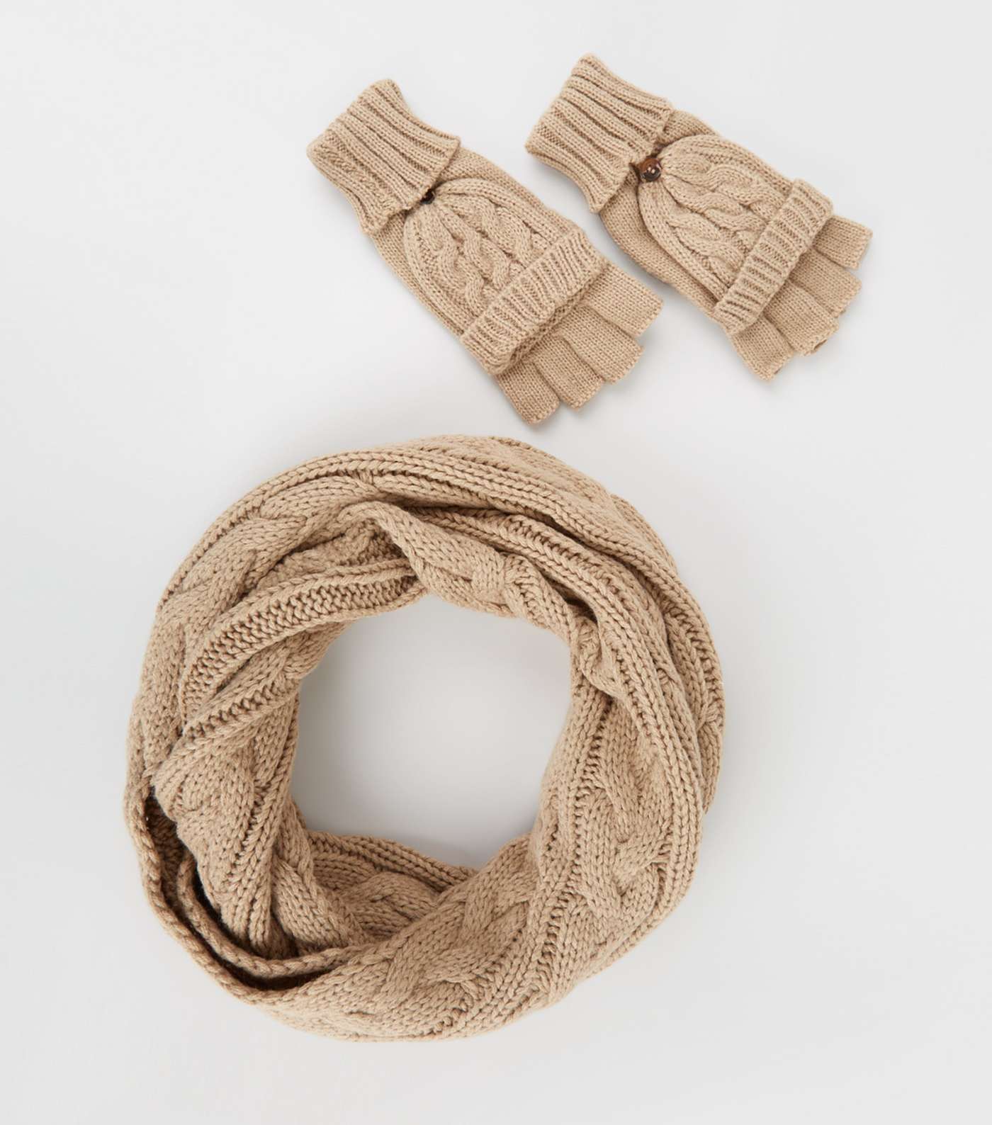 Camel Cable Knit Snood Image 4