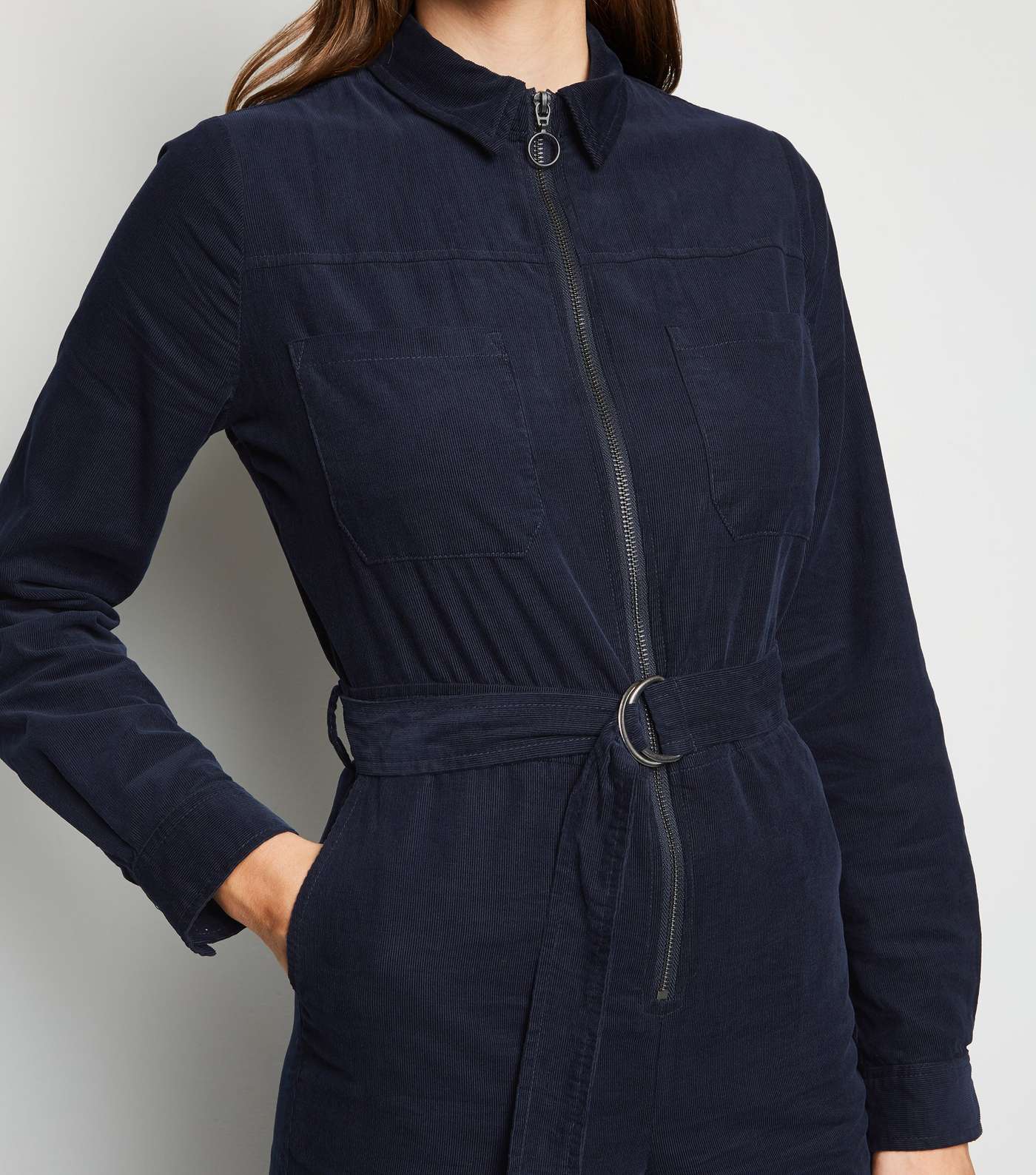 Navy Cord Belted Boilersuit  Image 5