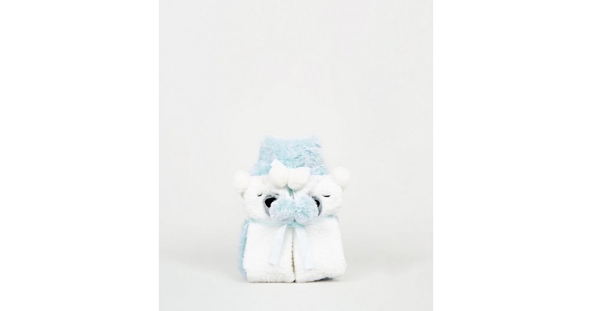 Blue Bear Hot Water Bottle and Sock Set New Look