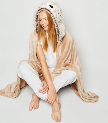 Brown Sloth Fluffy Blanket Hoodie