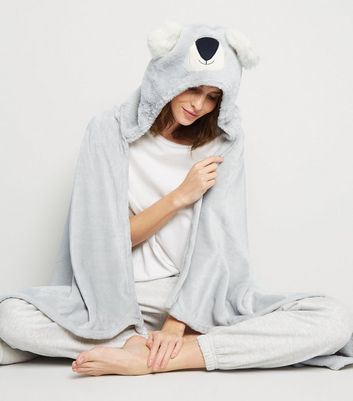 grey hooded blanket