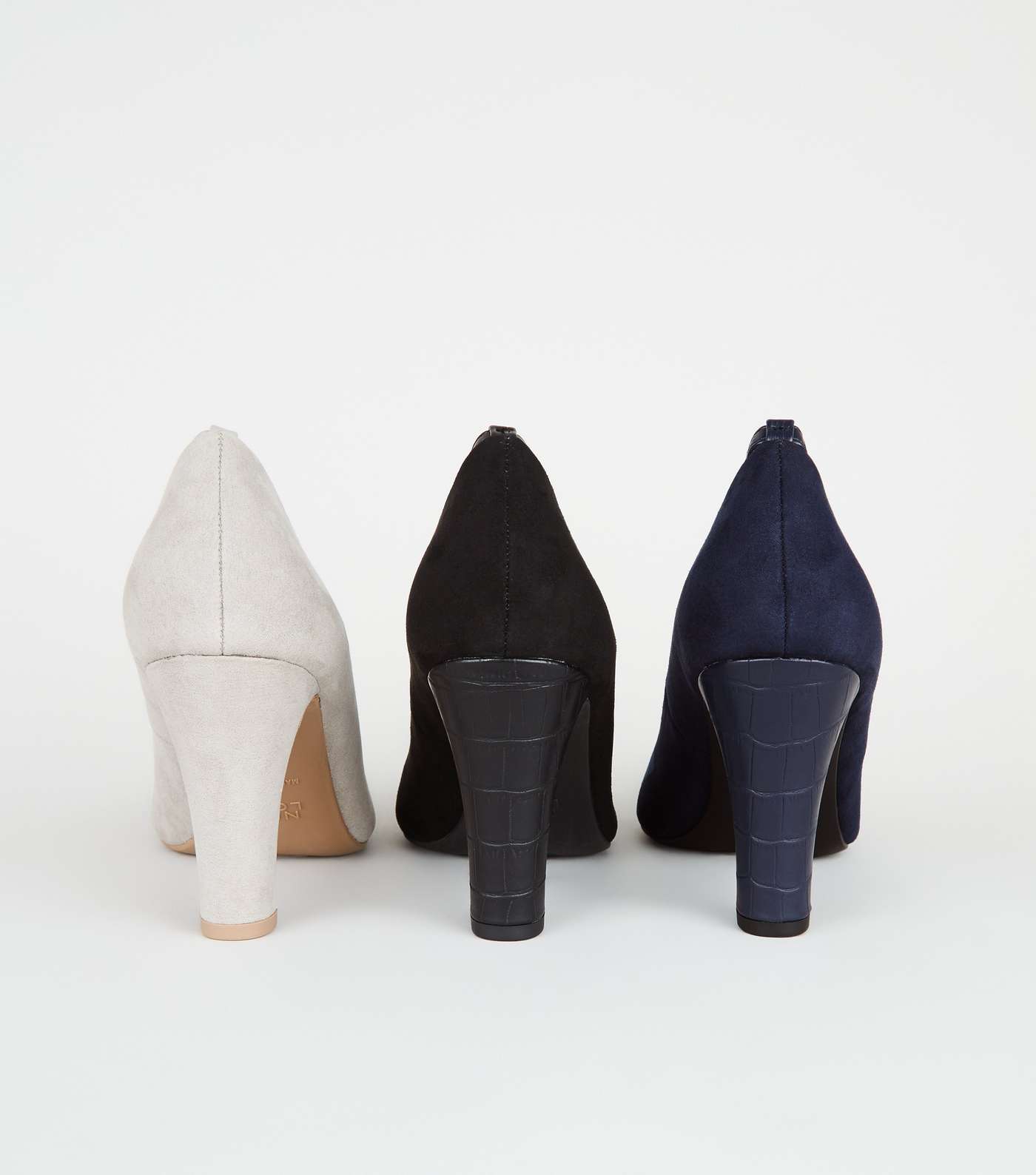 Navy Suedette Round Toe Court Shoes Image 4
