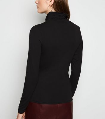 Image of Black Roll Neck Long Sleeve Top New Look