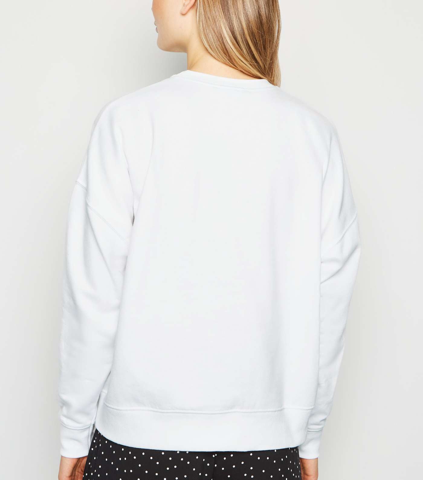 White Manhattan Slogan Metallic Sweatshirt Image 3