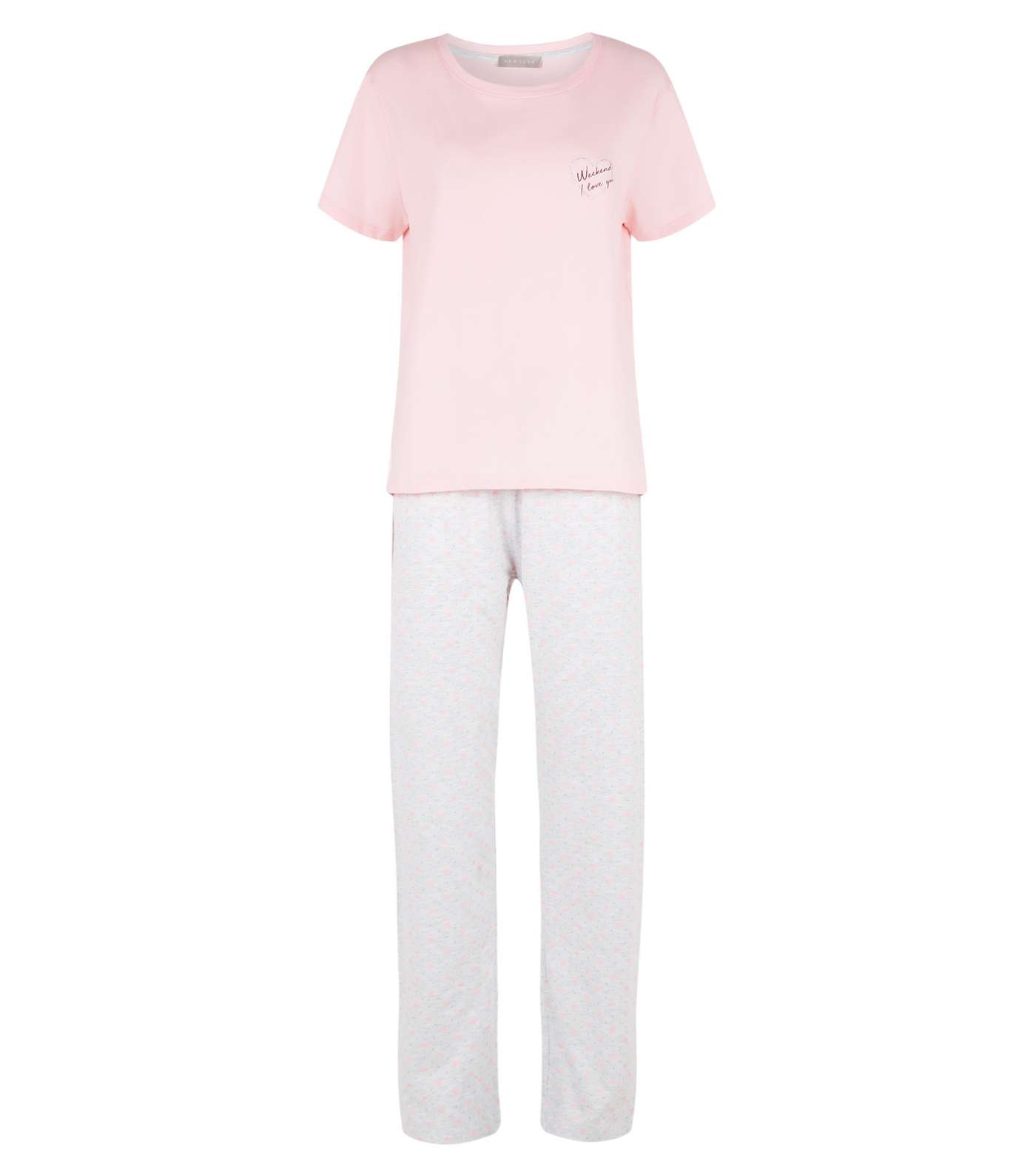 Pink Weekend I Love You Slogan Pyjama Set Image 4