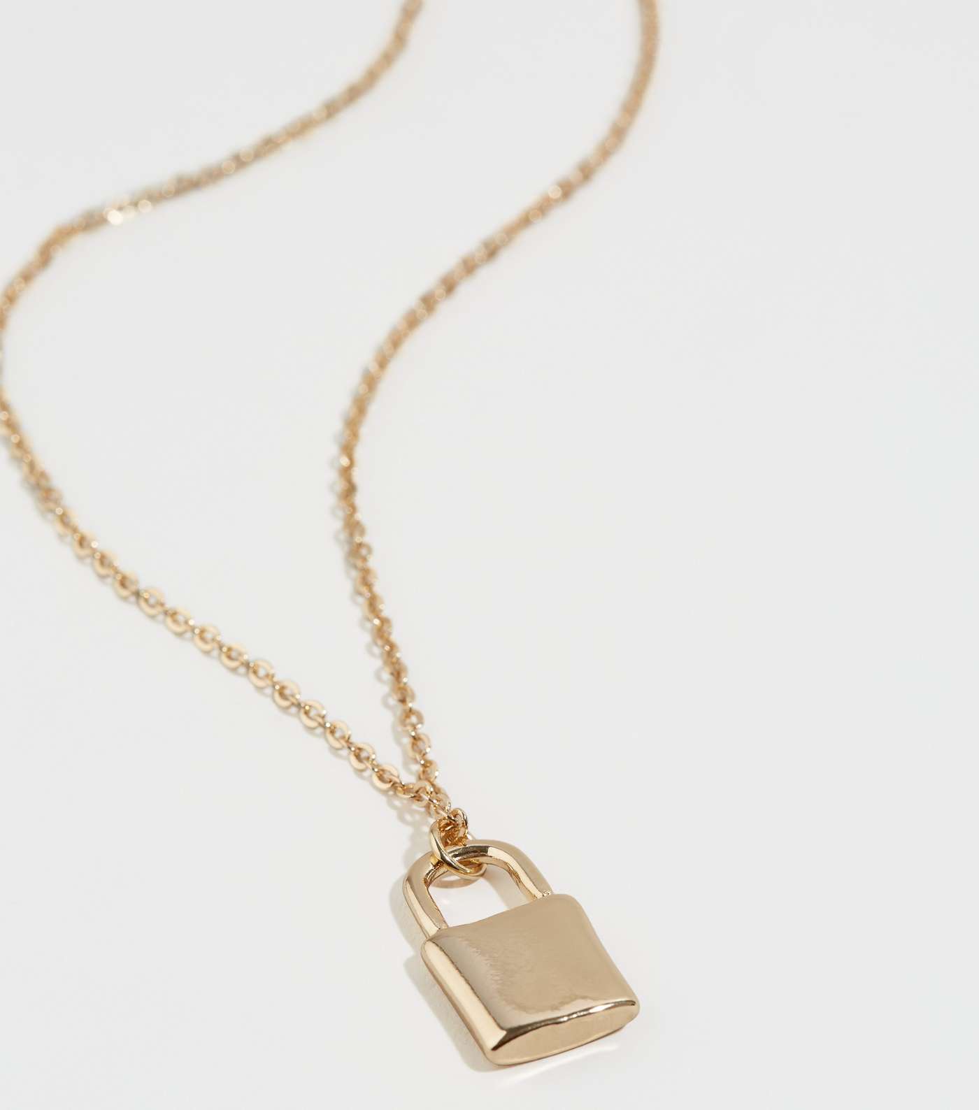 Gold Padlock Pendant Chain Necklace Image 3