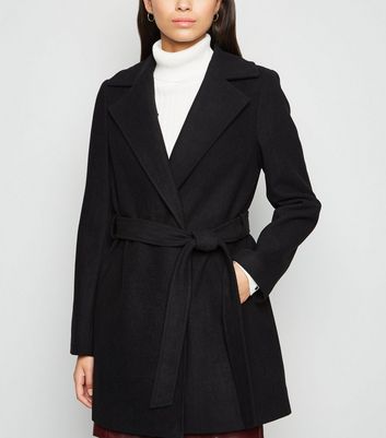 Womens black belted coat Clearance