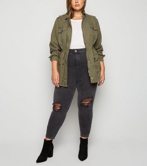 Curves - Jean super skinny noir déchiré