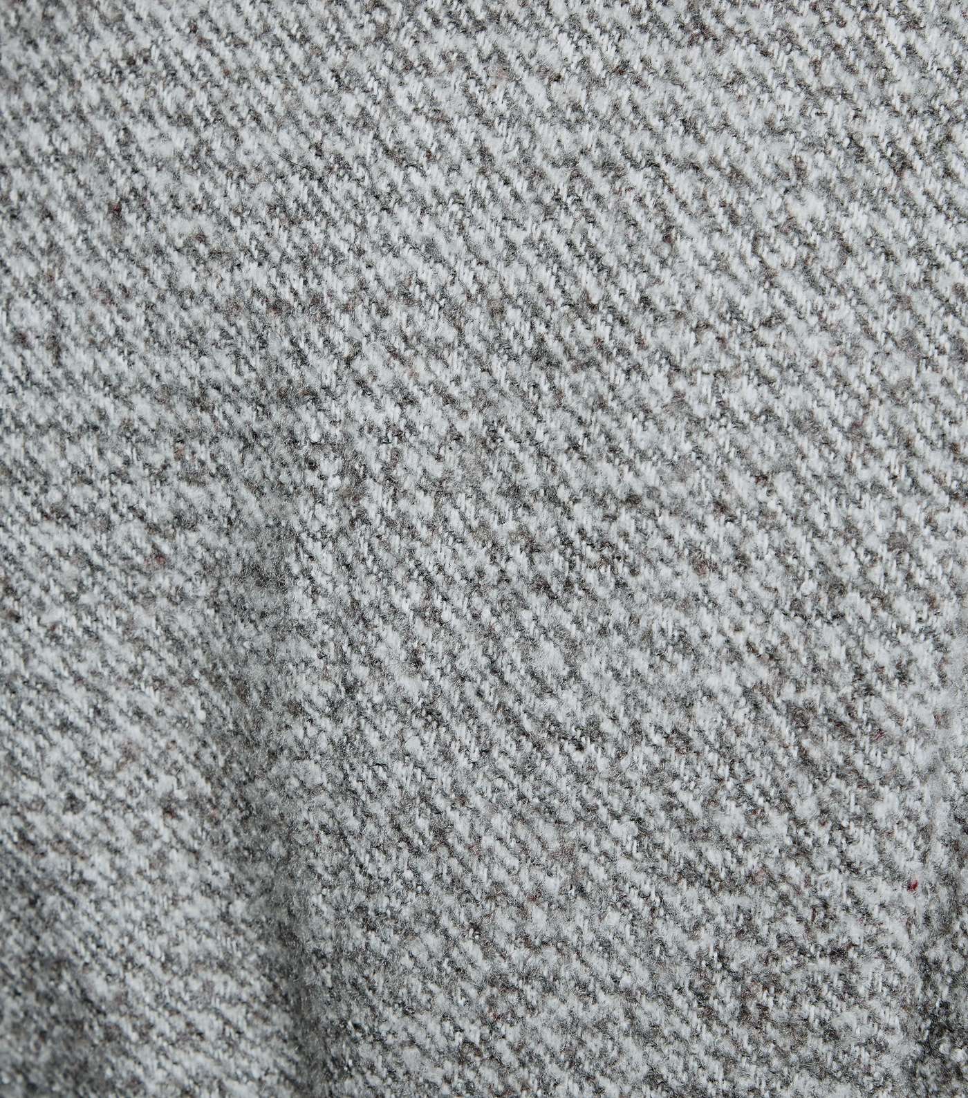 Light Grey Flecked Faux Fur Collar Belted Coat Image 6