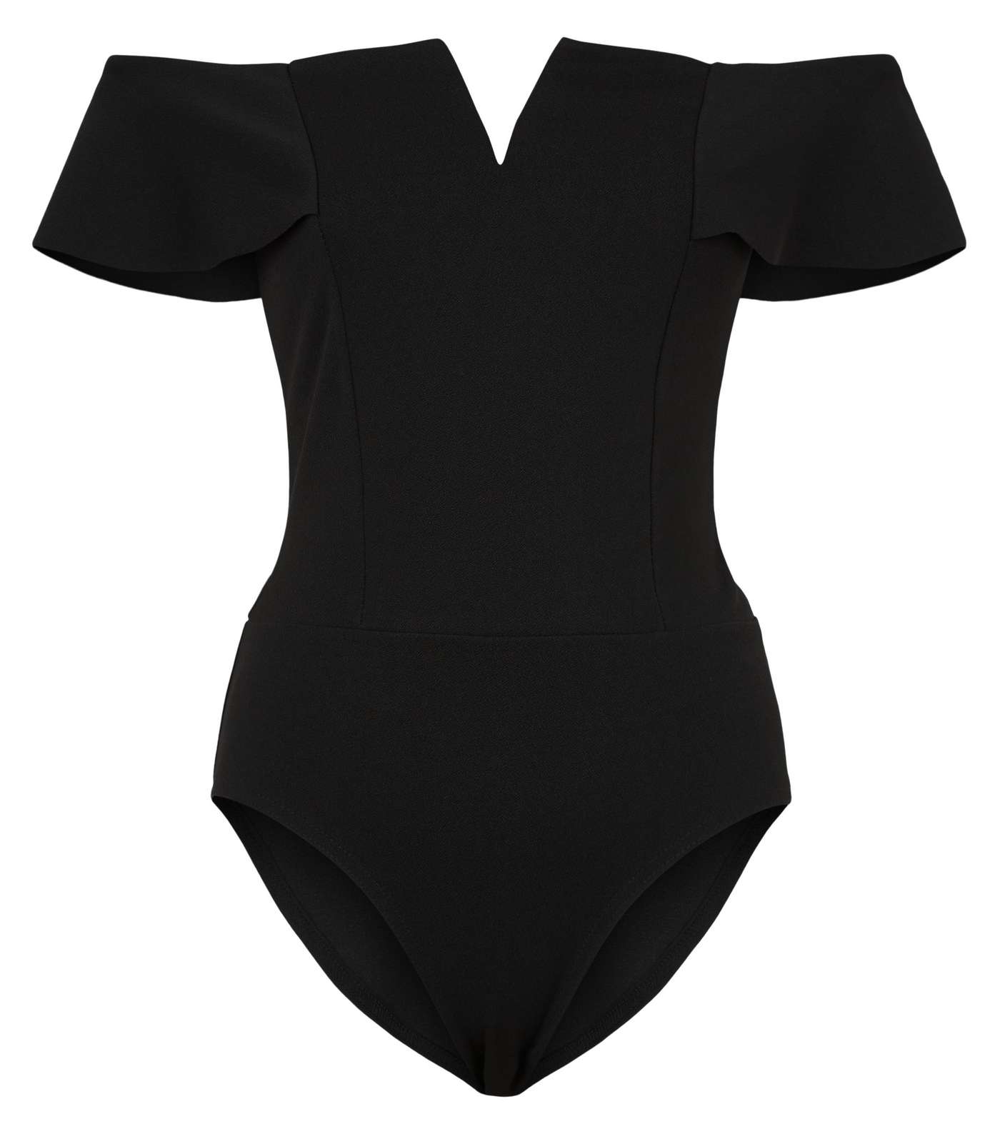 Black Notch Bardot Neck Bodysuit Image 4
