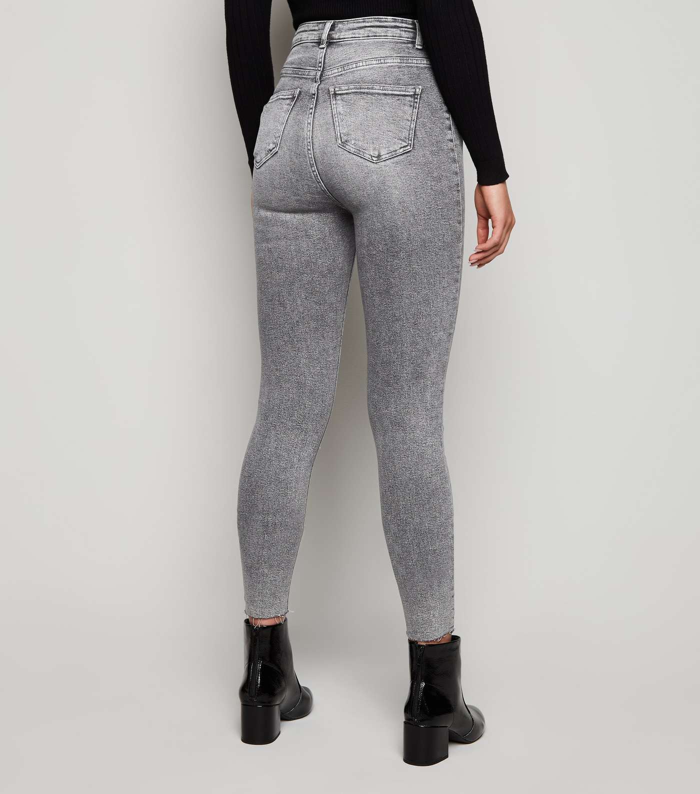 Tall Dark Grey Ripped Hallie Super Skinny Jeans Image 3