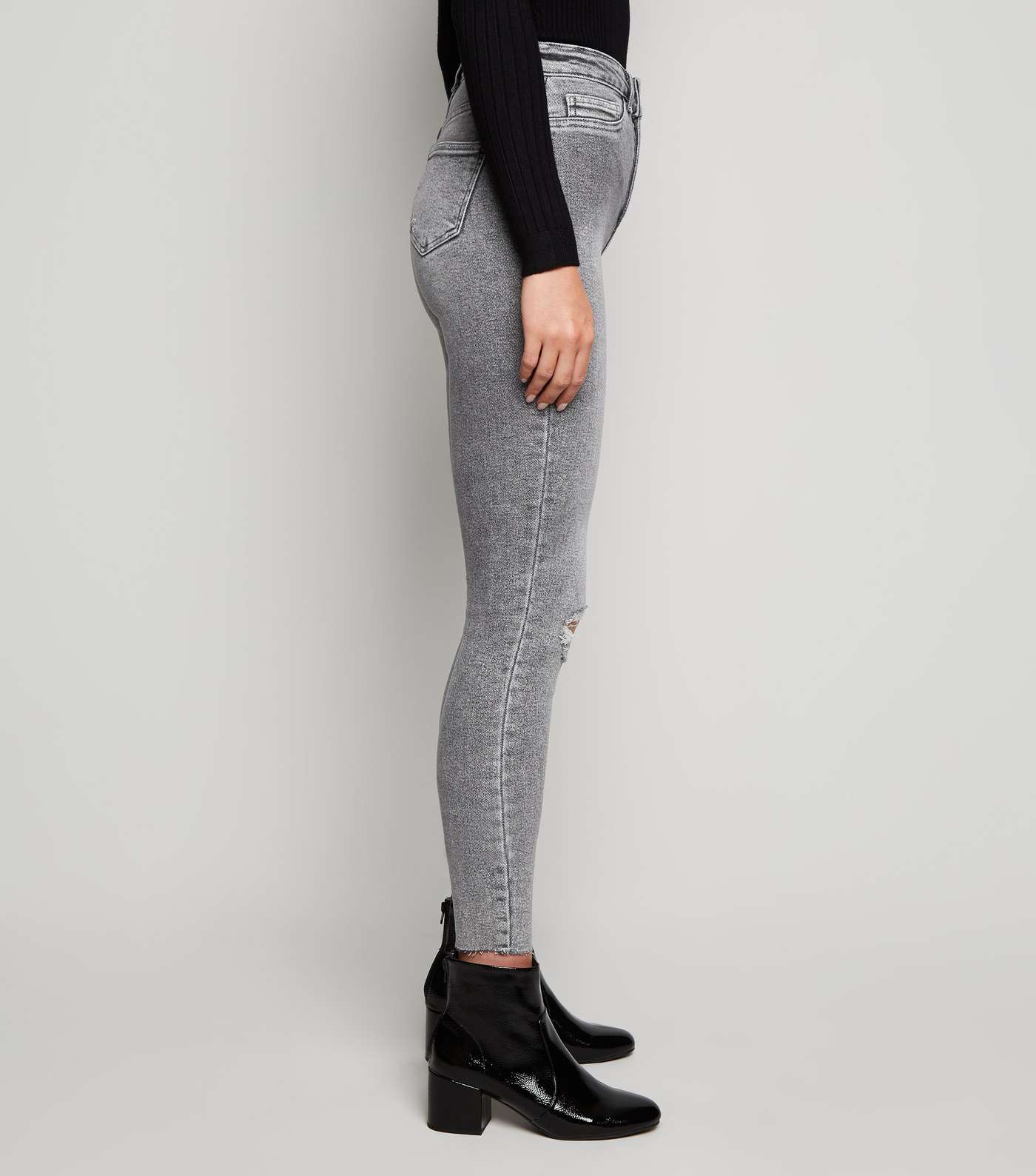 Tall Dark Grey Ripped Hallie Super Skinny Jeans Image 5
