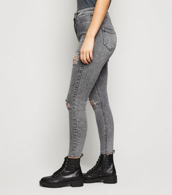 new look grey ripped jeans