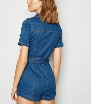 denim zip playsuit