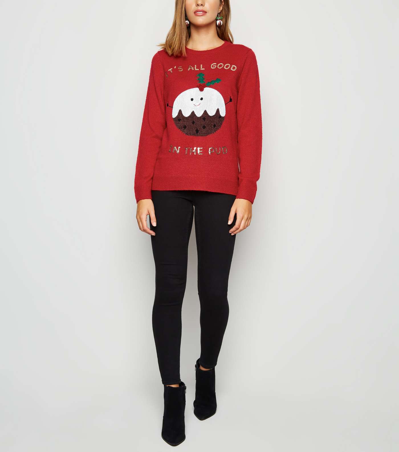 Red Good In The Pud Christmas Jumper Image 2