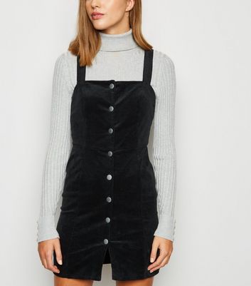 Black cord pinafore dress new outlet look