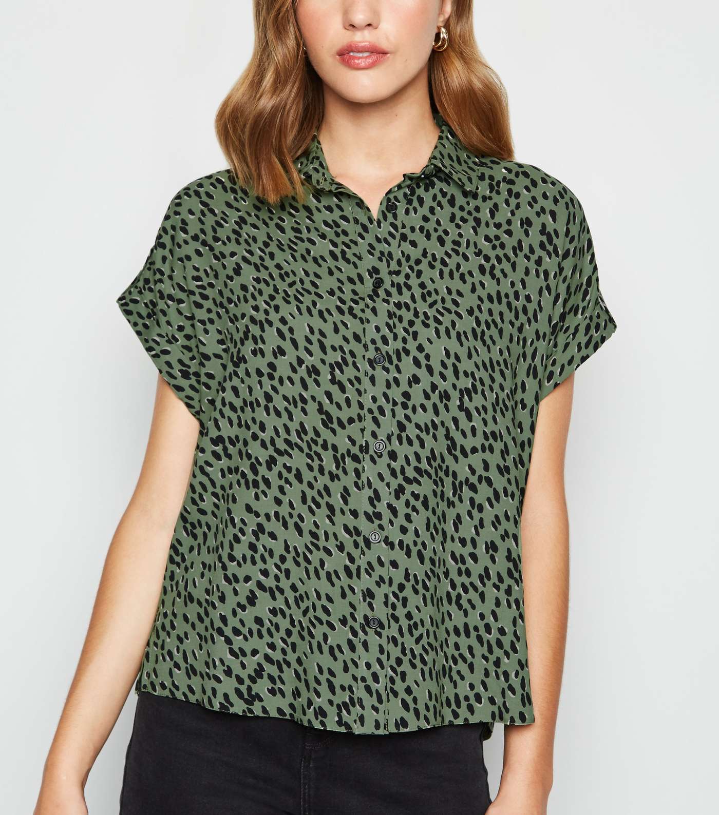 Green Spot Cap Sleeve Shirt