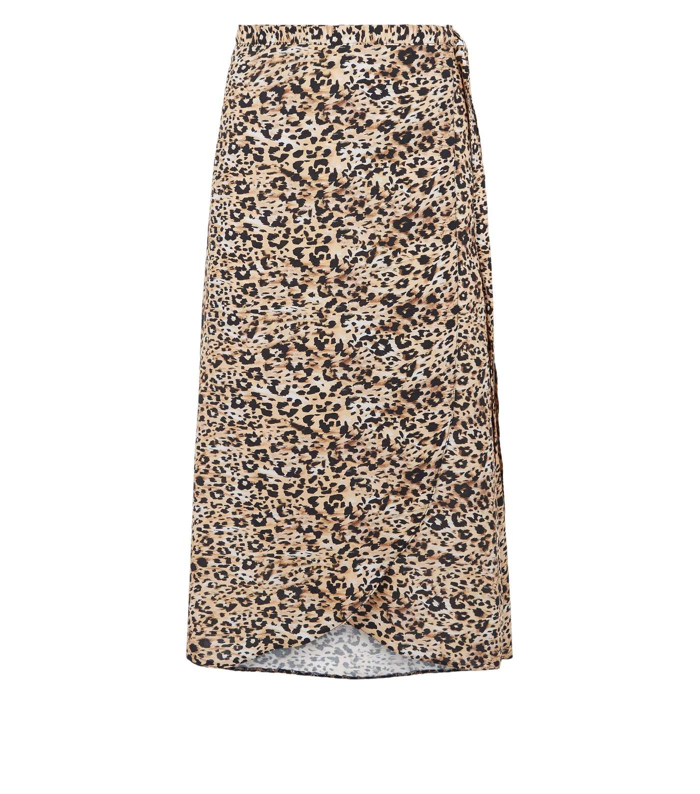 Petite Brown Leopard Print Wrap Midi Skirt Image 4