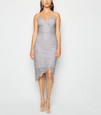 grey lace midi dress