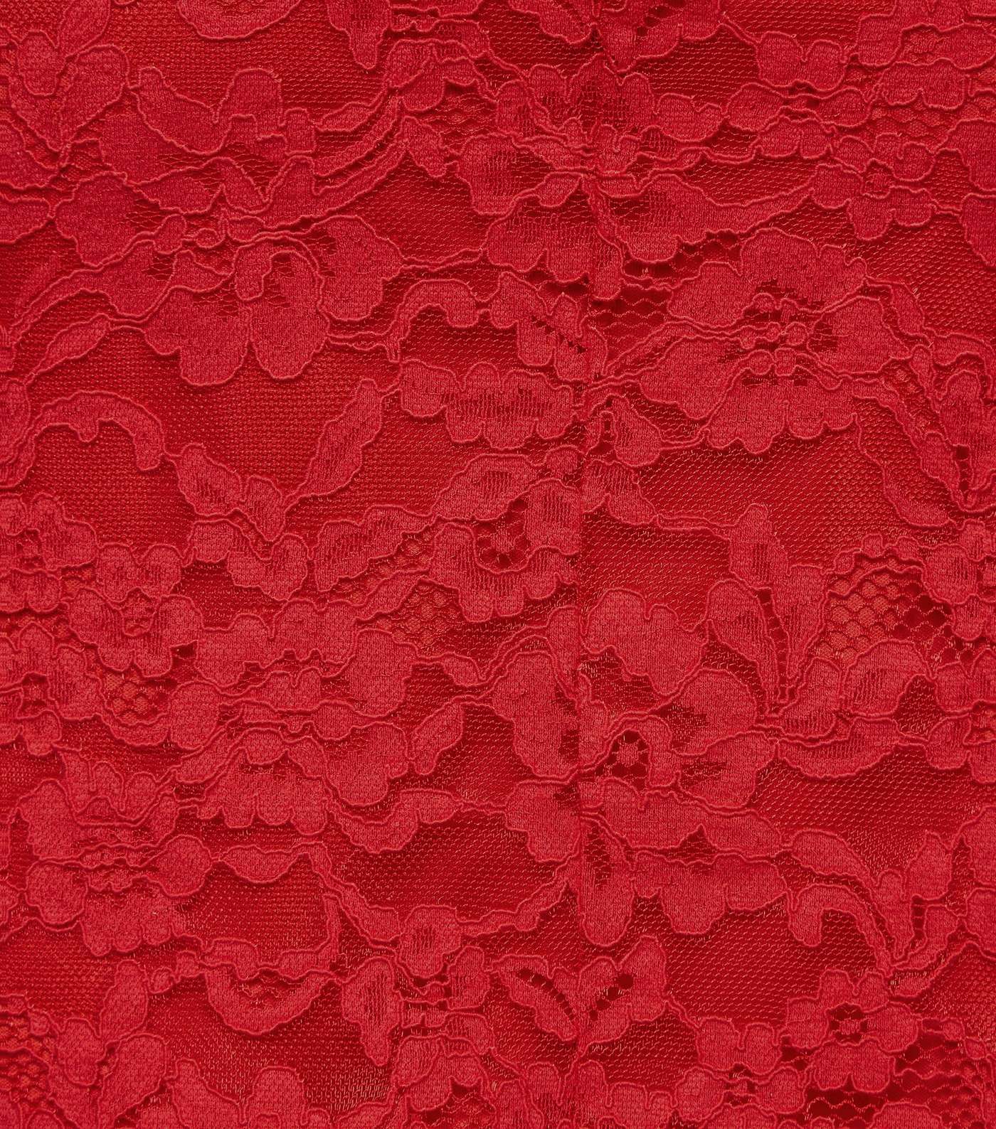 Red Lace Asymmetric Wrap Midi Dress Image 5