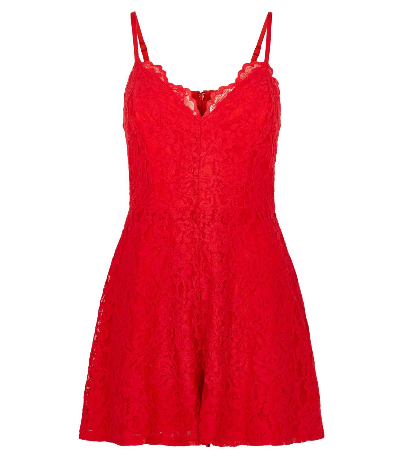 Red Lace Strappy Playsuit Image 4