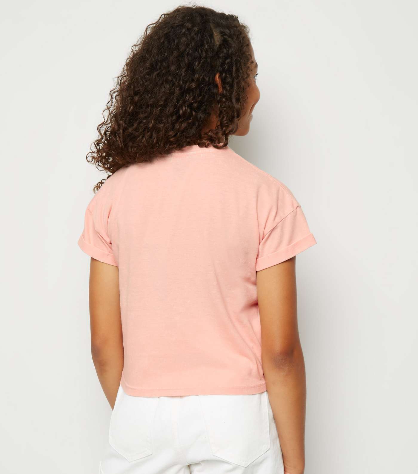 Girls Pink Acid Wash Slogan T-Shirt Image 5